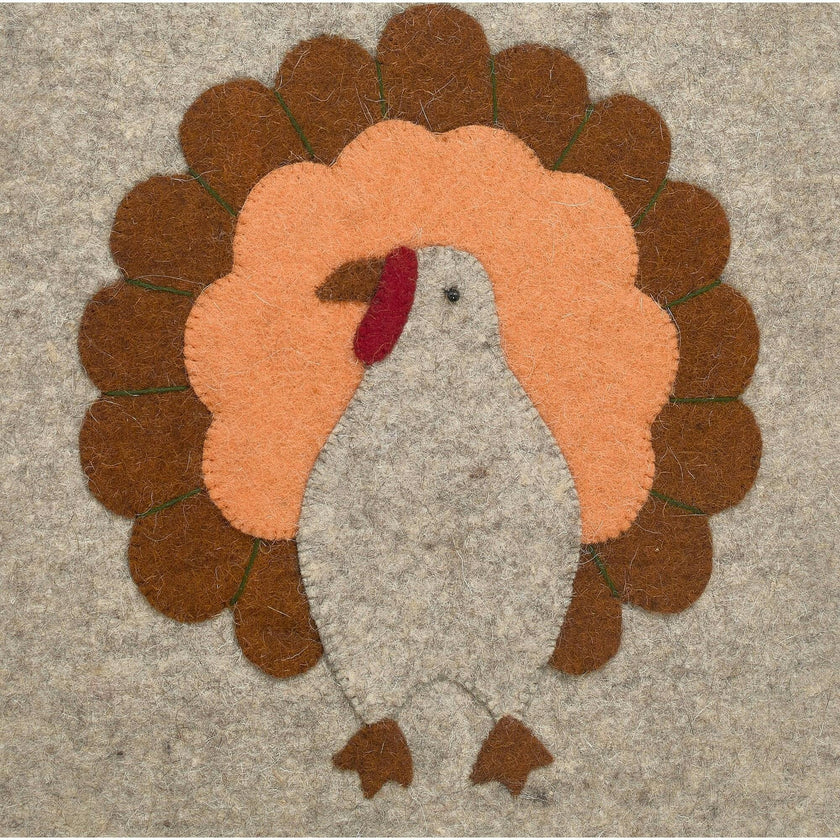 Hand Felted Wool Thanksgiving Turkey Table Runner - 16x44" Arcadia Home