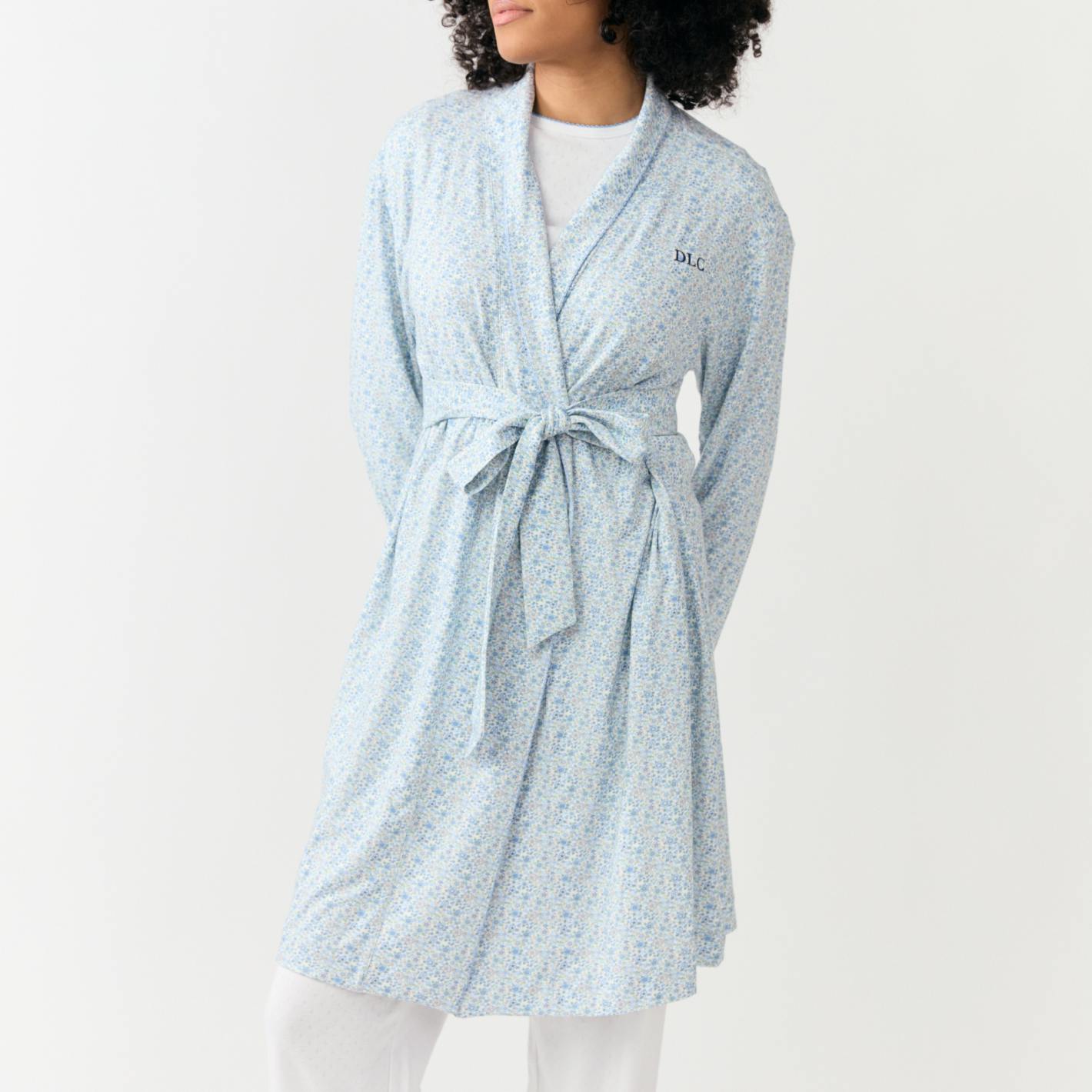 women's slate floral pima robe