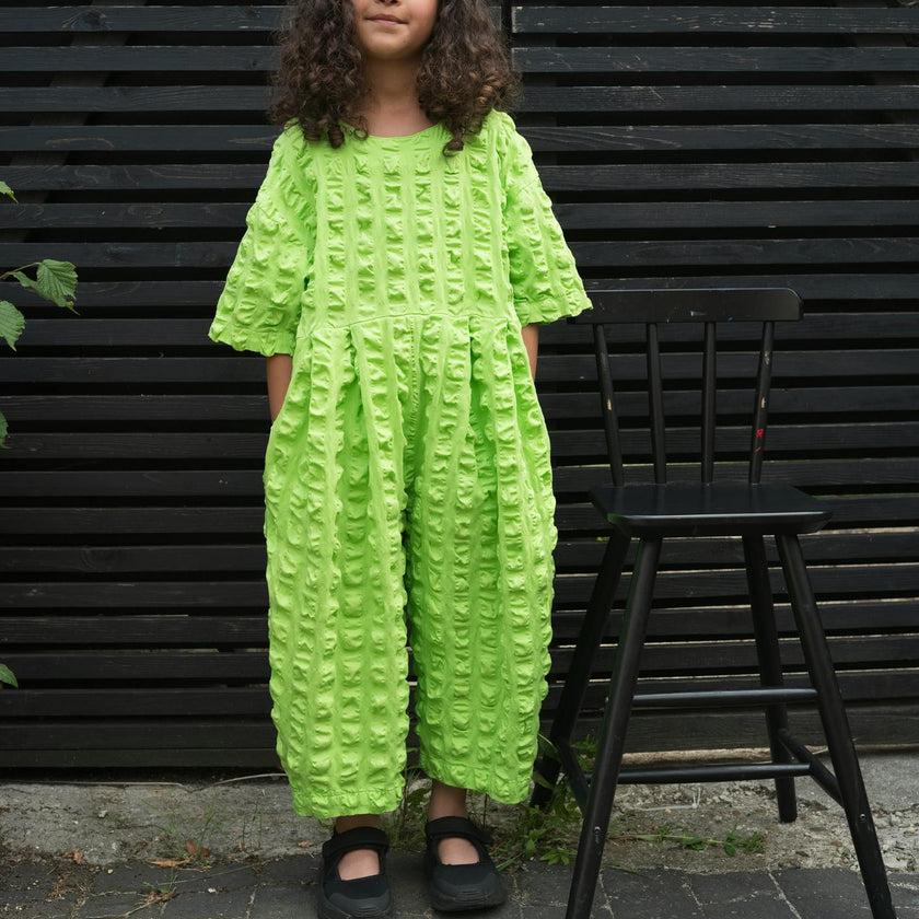 Dorian Orange seersucker jumpsuit