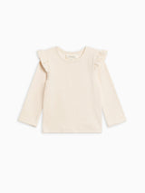 KENDI Rina Ribbed Ruffle Long Sleeve Top