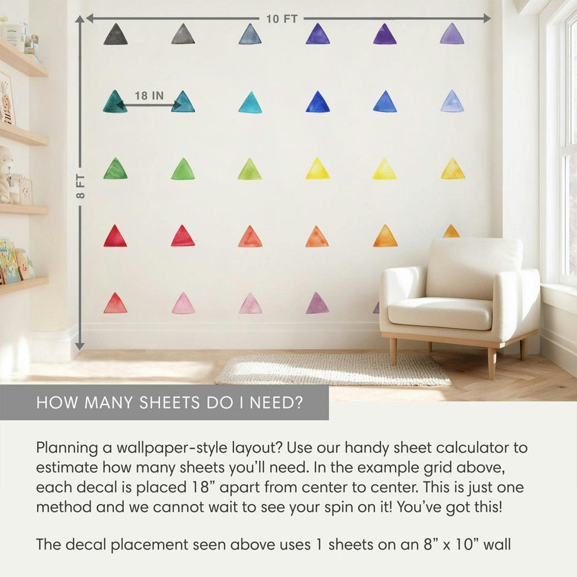 Watercolor Triangles • Rainbow • Large • Peel-and-Stick Wall Decals