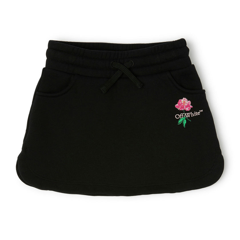 Off-White Girls Black Rose Embroidered Cotton Sweat Skirt (12Y)