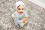 Bebe Velour Embroidered Snap Front Romper and Hat Two Piece Set
