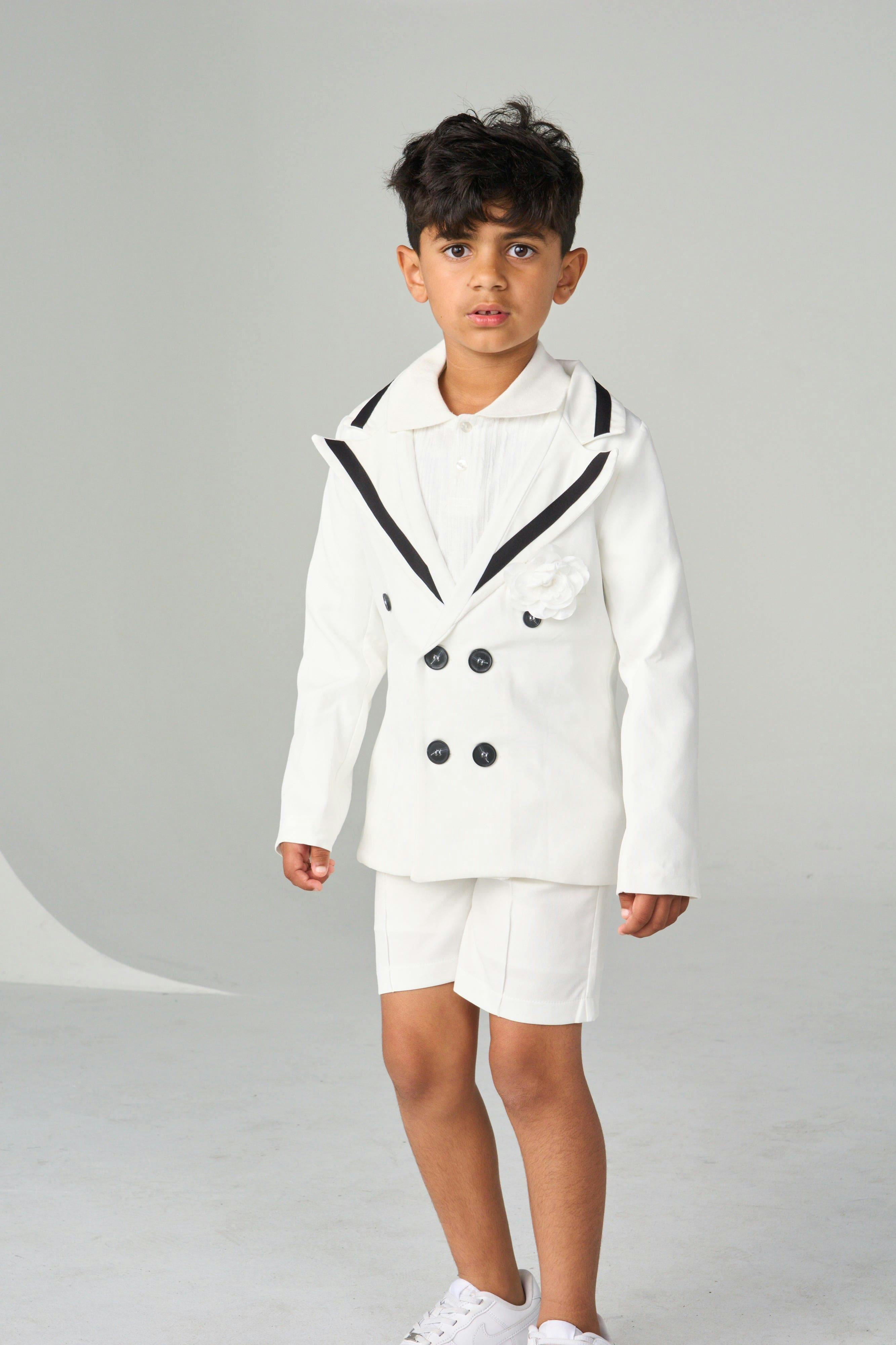 Alex White Boys Blazer With Black Contrast Line