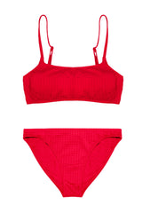 Maillot de bain deux pièces Ado, Bralette & Brief - Waffle Red
