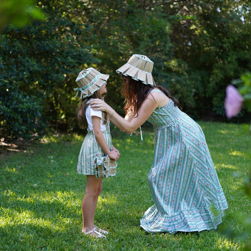 Lorna Murray x La Coqueta Sage Floral Stripe Beauty Point Woman Grass Hat