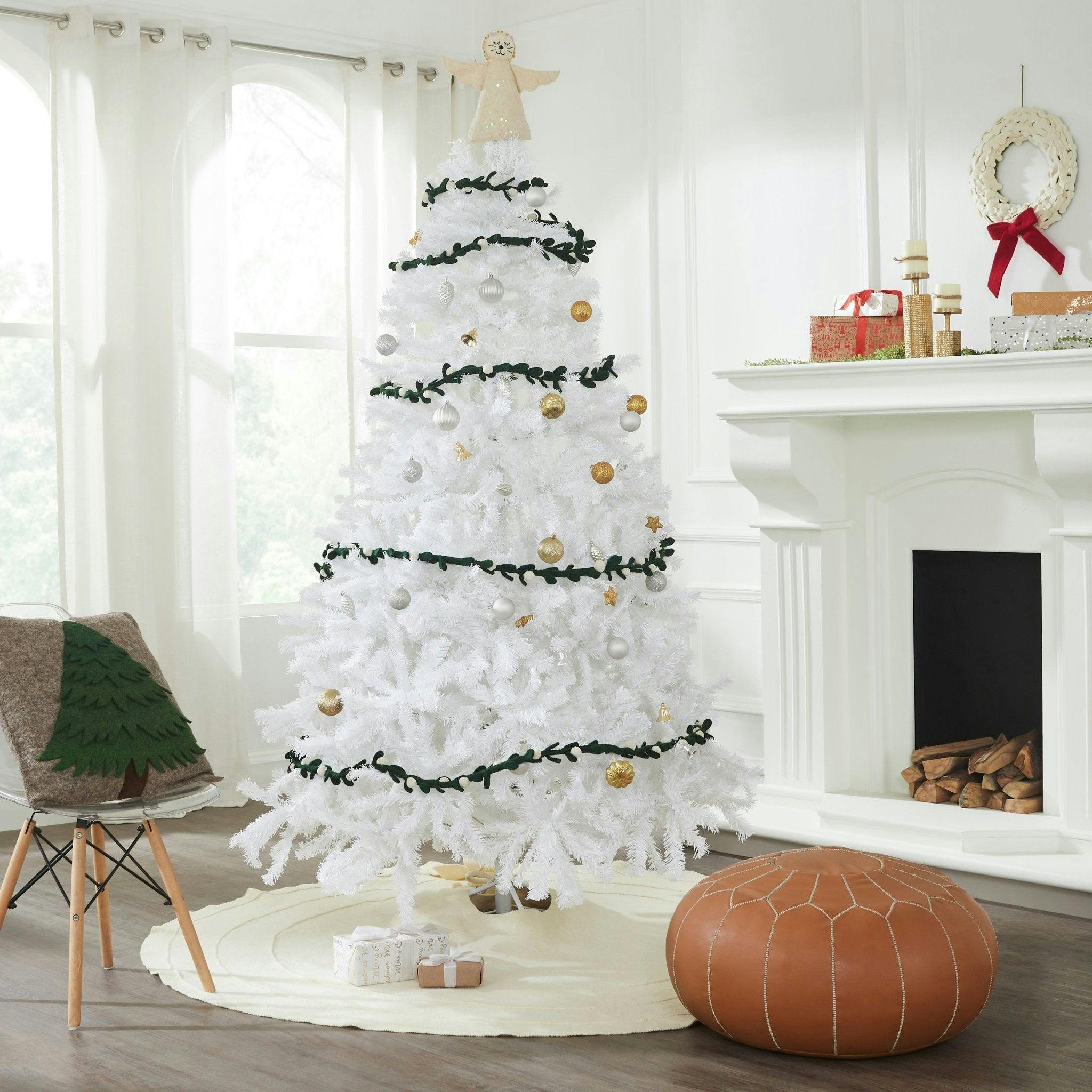 Handmade Christmas Garland and Bunting - Cream Velvet Balls and Felt Mistletoe - 6' Arcadia Home