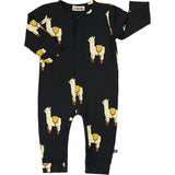 All-over Graphic Print Round Neck Long Sleeve Snap Romper