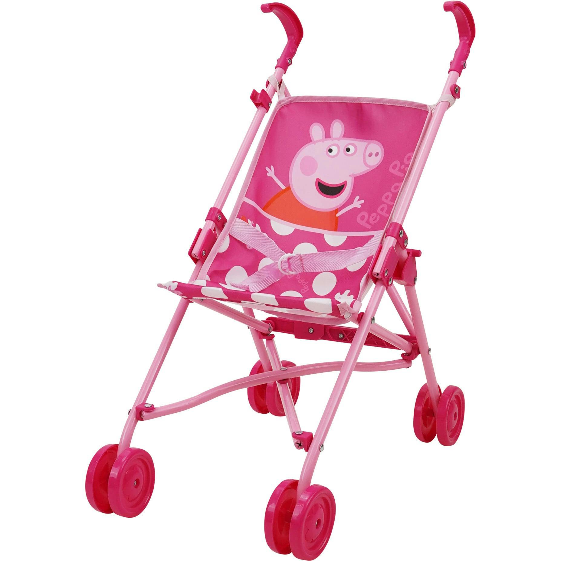 Peppa Doll Umbrella Stroller - Pink & White Dots