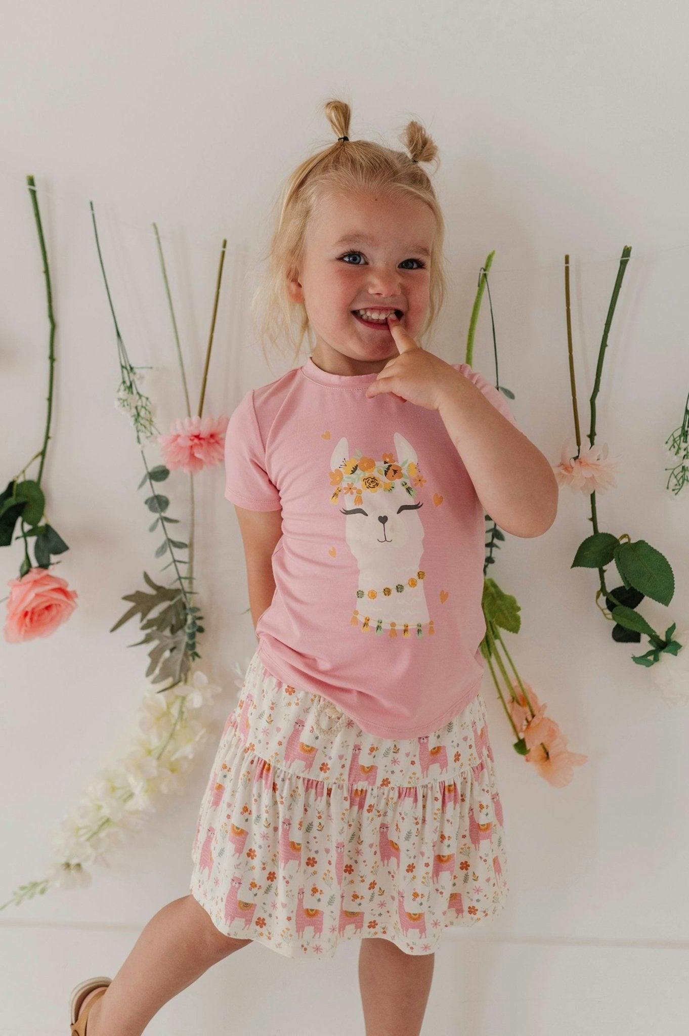 Girl's Short Sleeve Tee in Summer Blooms