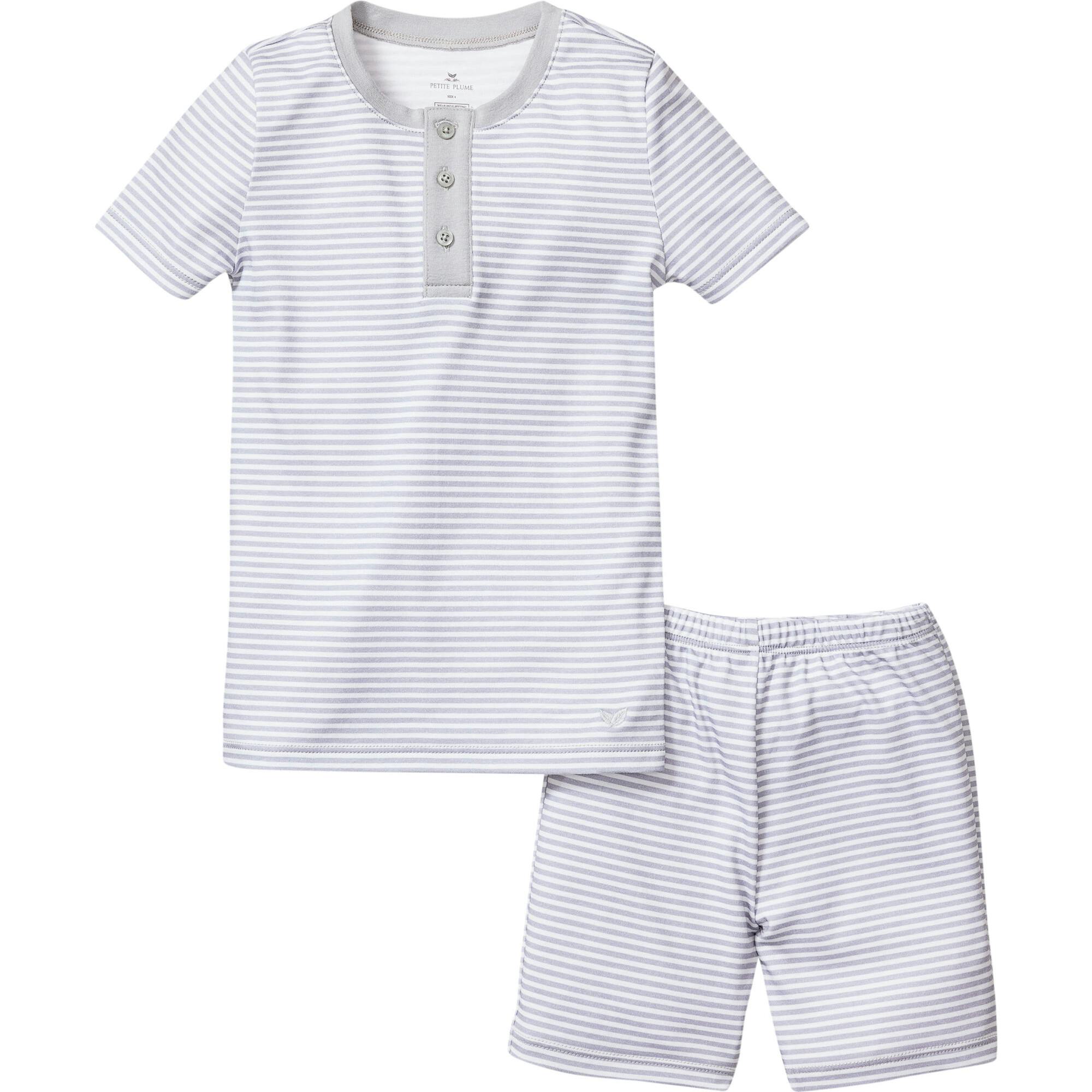 Kid's Pima Snug Fit Pajama Short Set in Pink Stripe