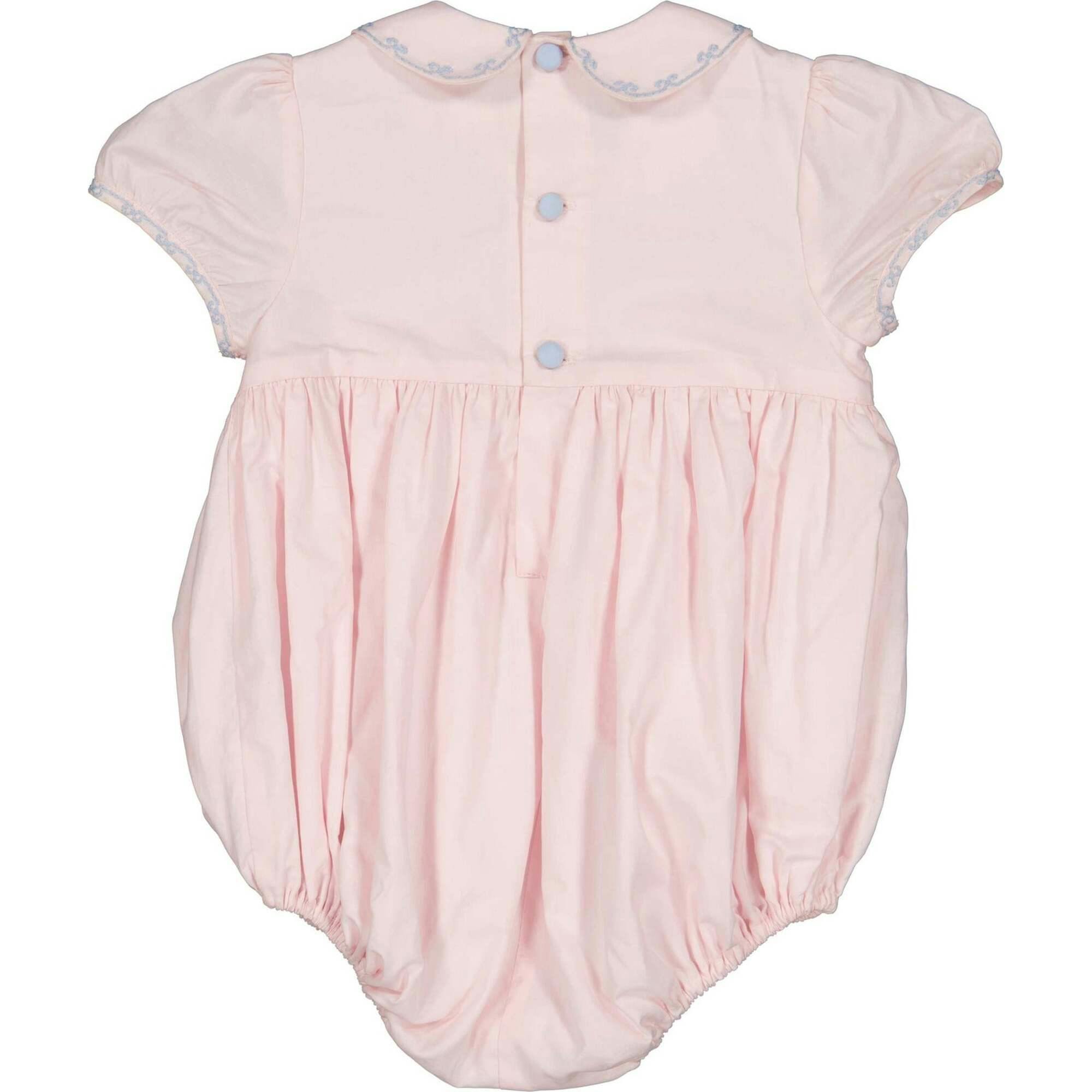 Princess Charlotte Pink Hand-Smocked Bubble Romper