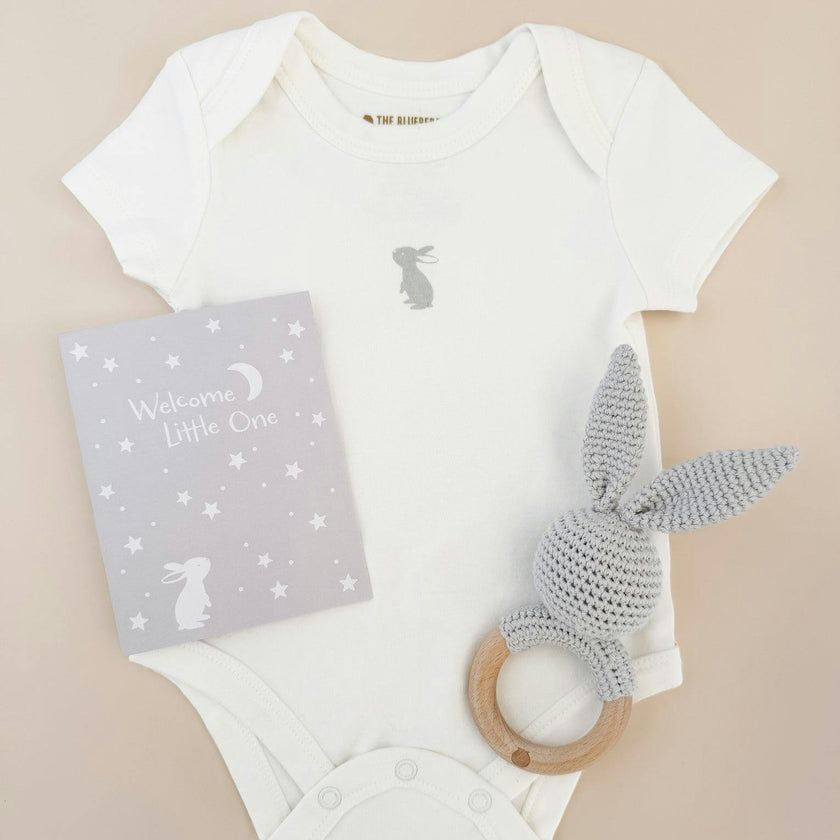 Onesie Teether and Card Gift Set - Grey Bunny