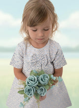 Elsa Baby Dress Short Sleeve, Blue Hearts
