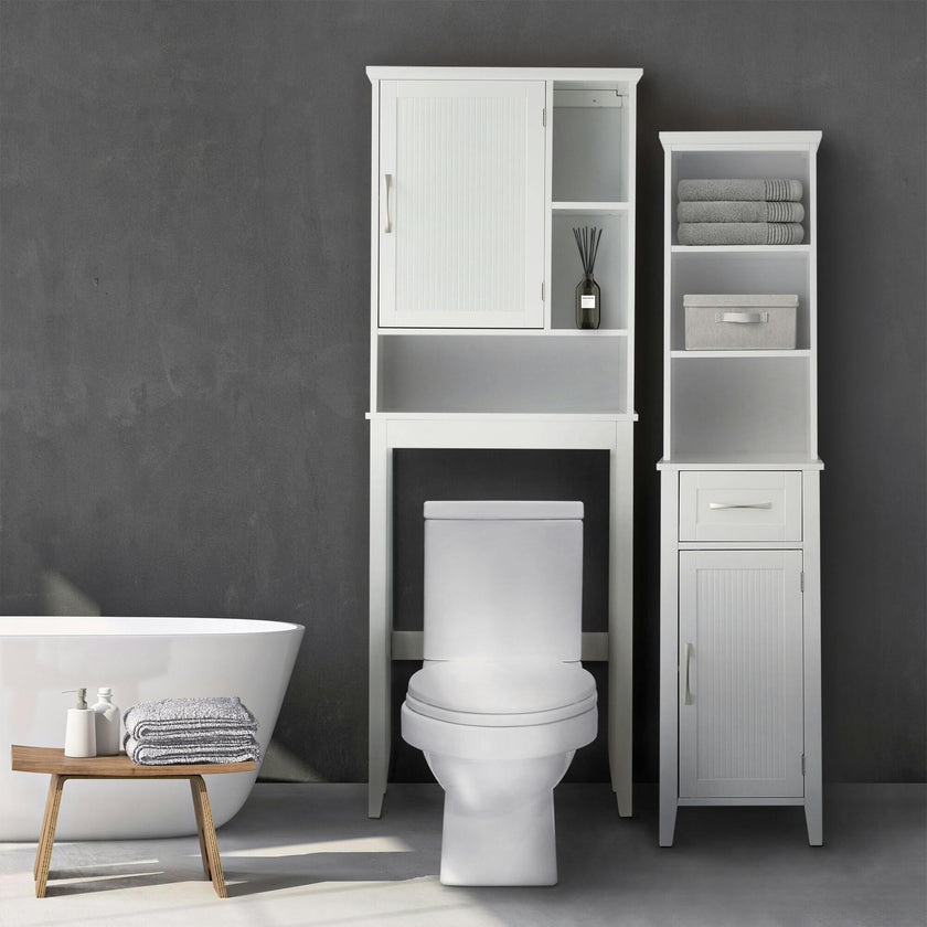 Newport Contemporary Wooden Over-the-Toilet Storage Cabinet with Shelves