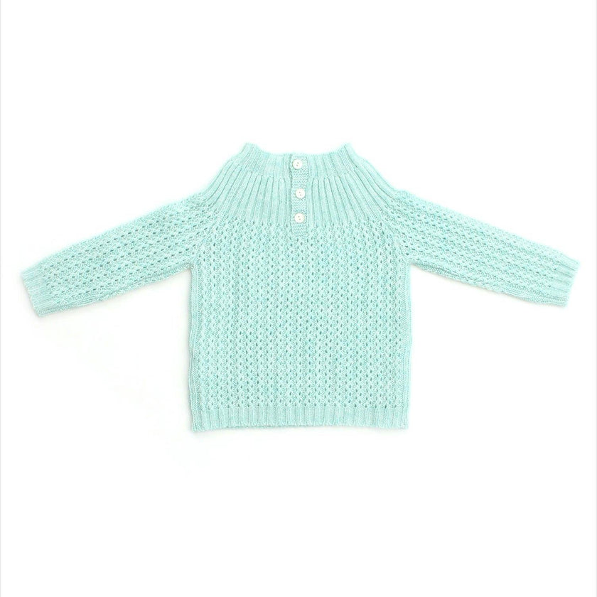Cashmere Yoke Pullover Sweater Robins Egg Melange
