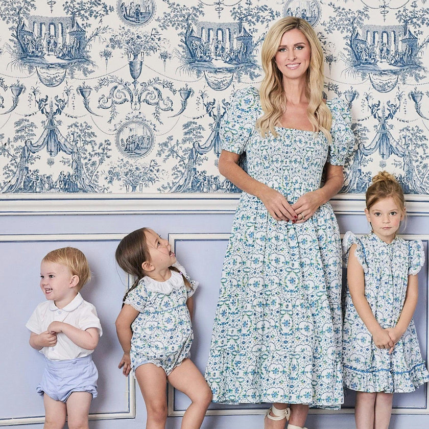 Nicky Hilton x La Coqueta Blue Bow Floral London Women Long Dress