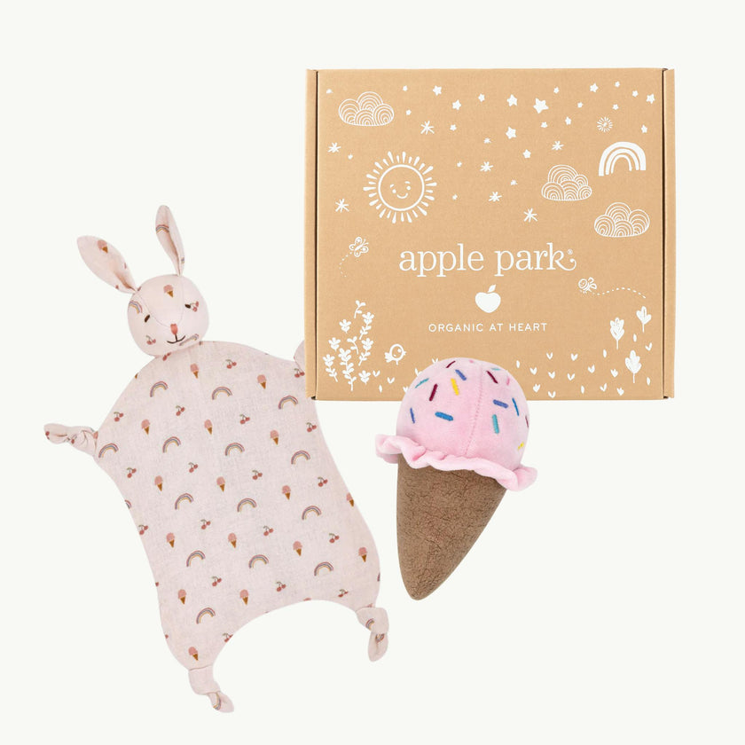 Muslin Bunny Lovey + Ice Cream Rattle Gift Set