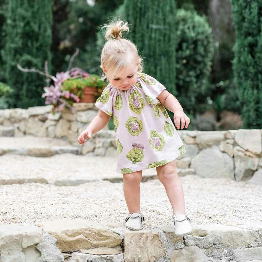Vintage Floral Organic Cotton Dress & Bloomer Set