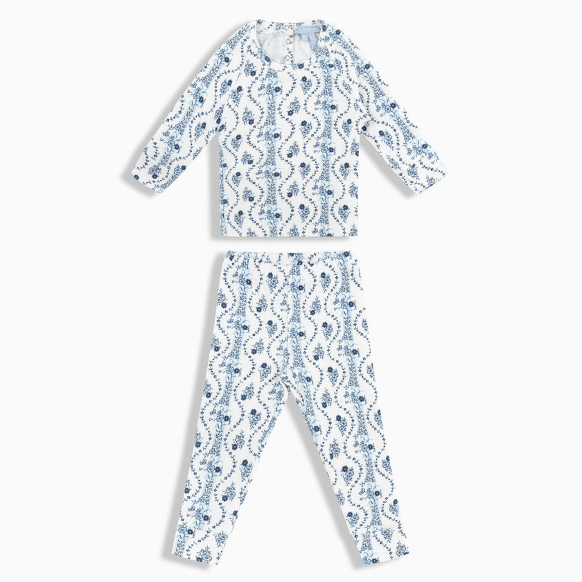 The Tiny PJ Set - Blue Vine Stripe