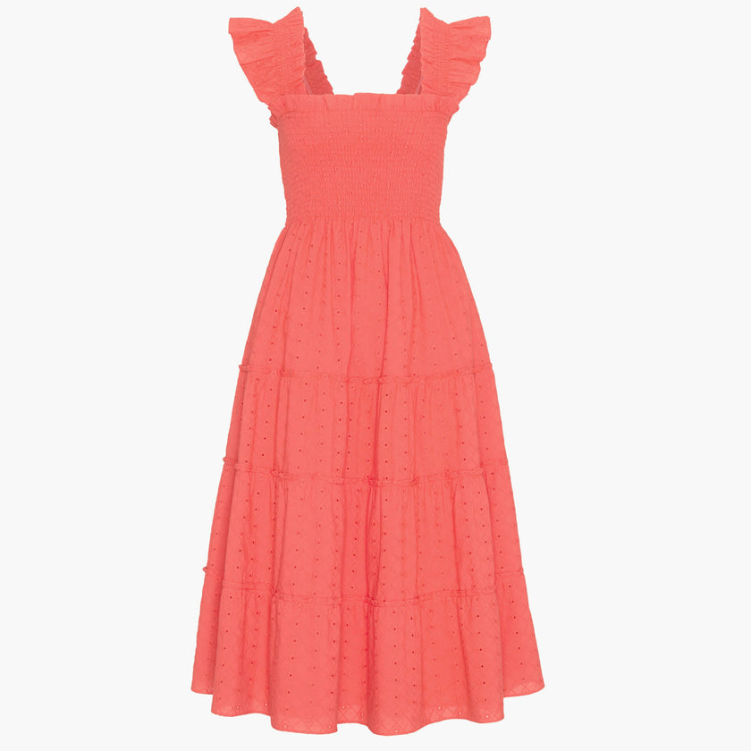 The Ellie Nap Dress - Coral Daisy Broderie