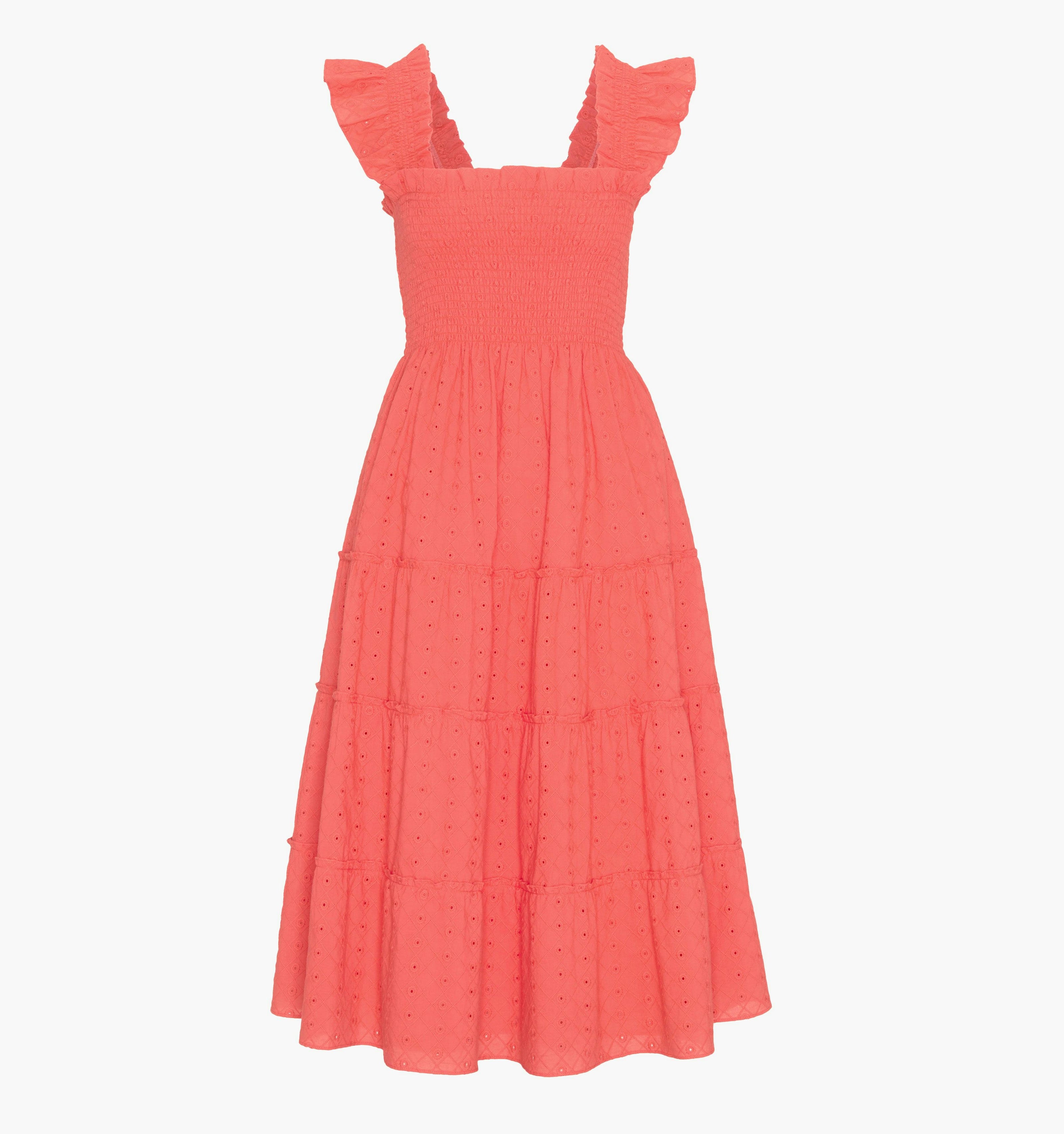 The Ellie Nap Dress - Coral Daisy Broderie