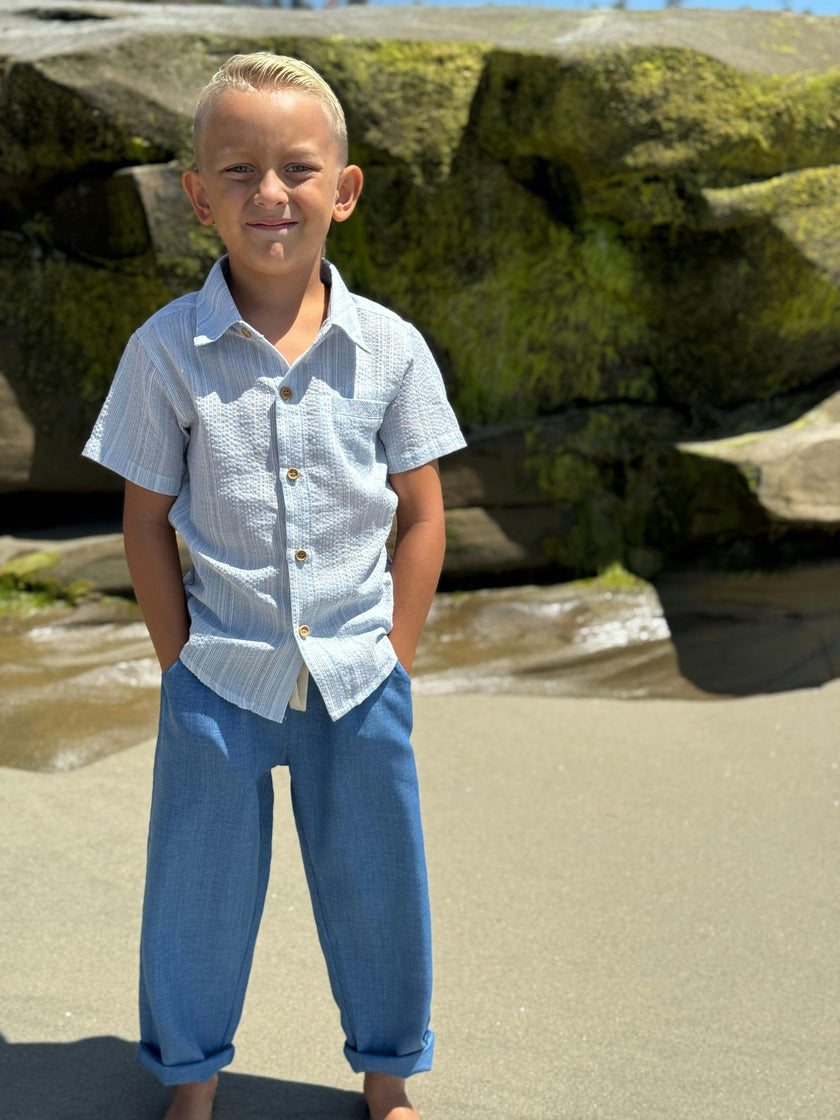 CHAMBRAY TEXTURED NEWPORT WOVEN SHIRT