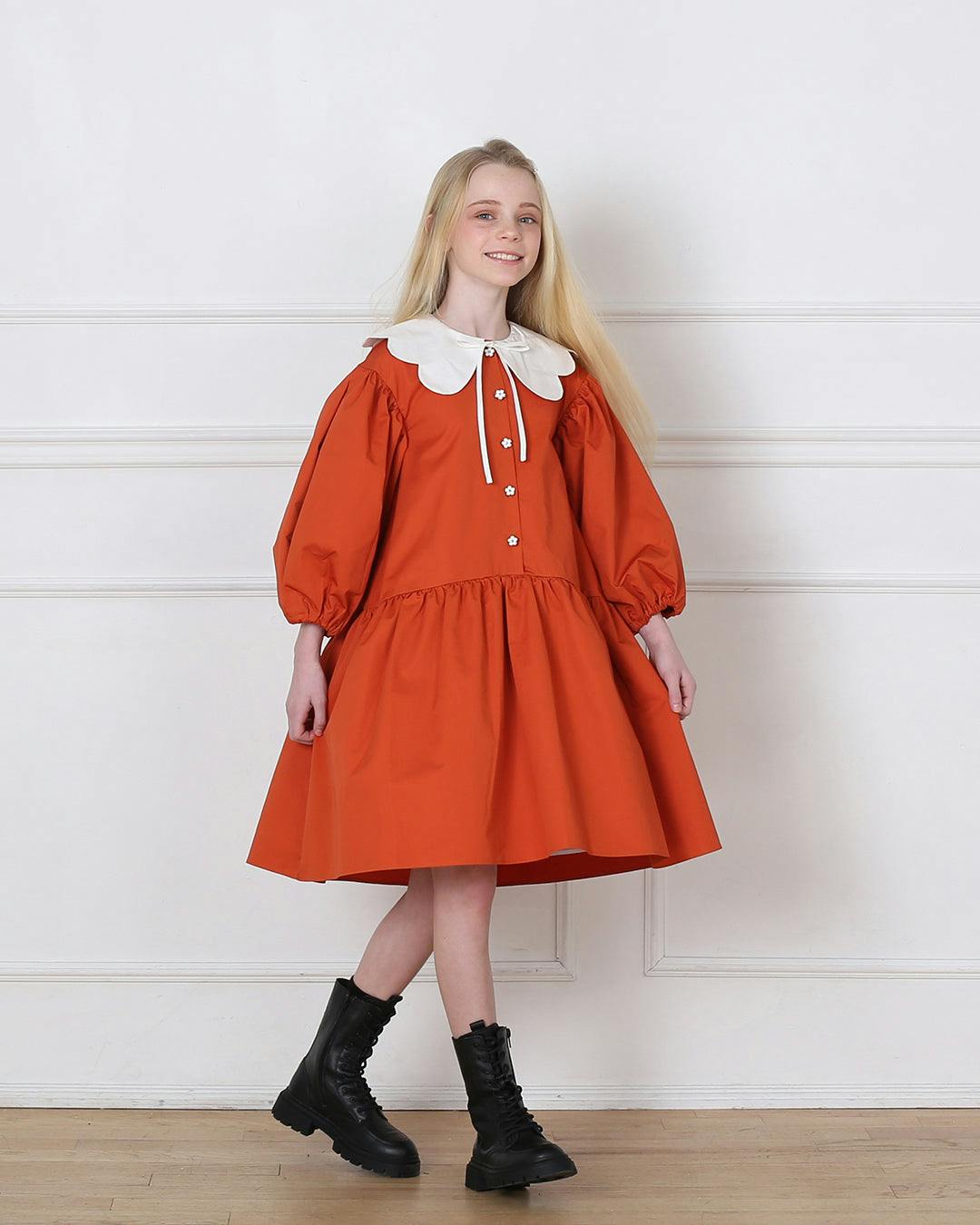 Selena dress (tangerine/ivory)