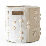 Handmade Canvas Storage Basket Pom Pom - Oat