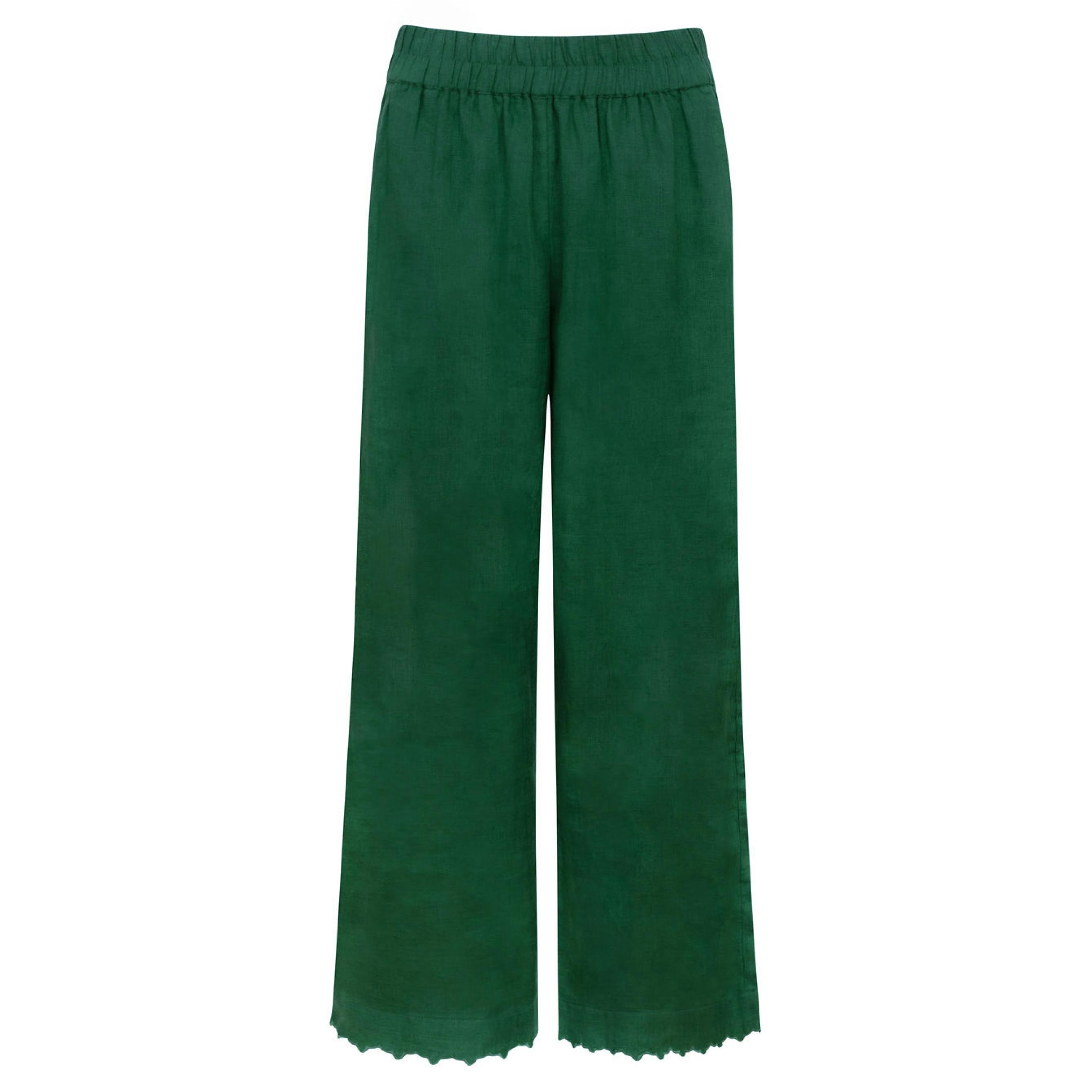 women's palma green linen pants