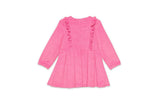 Long Sleeve Ruffle Dress in Pink Corduroy