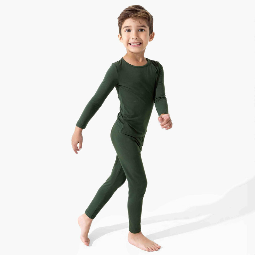 Pine Green Bamboo Kids Pajamas