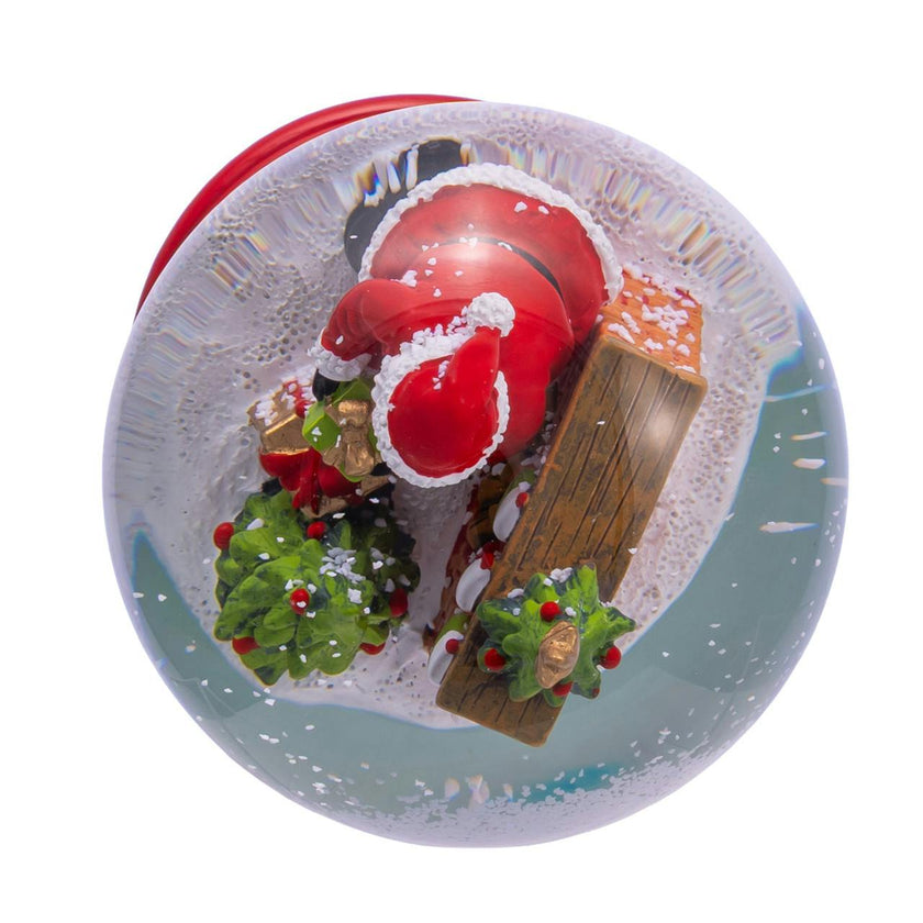 Kurt Adler 100MM Wind-Up Musical Santa With Fireplace Water Globe
