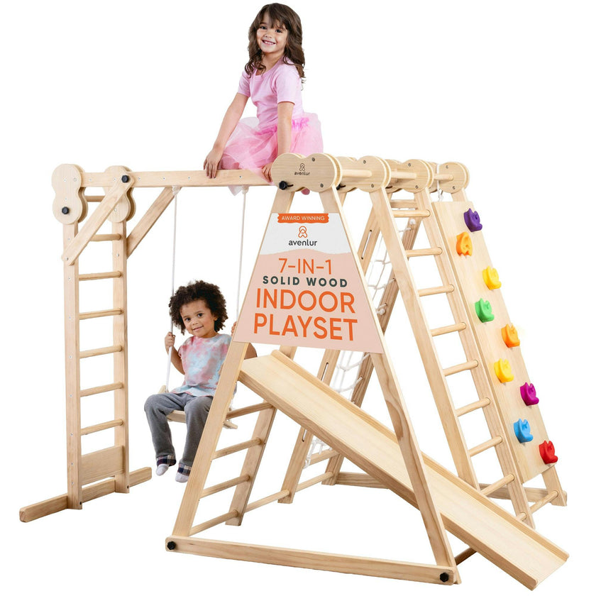 Chestnut | Foldable Indoor Jungle Gym for Kids, 8-in-1