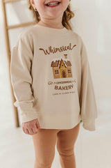 Girls Boxy Sweatshirt in Whimsical Gingerbread Bakery
