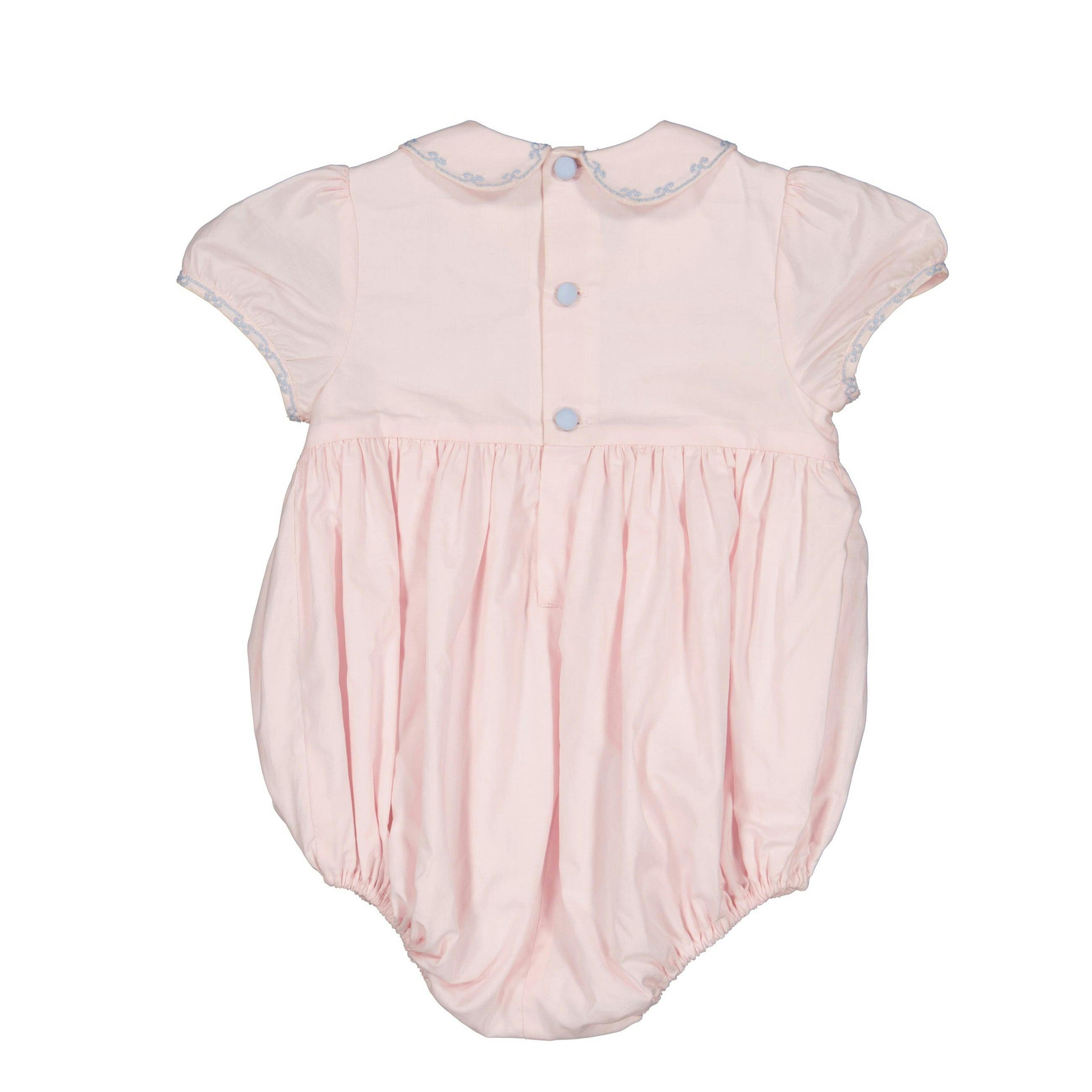 Princess Charlotte Pink Hand-Smocked Bubble Romper