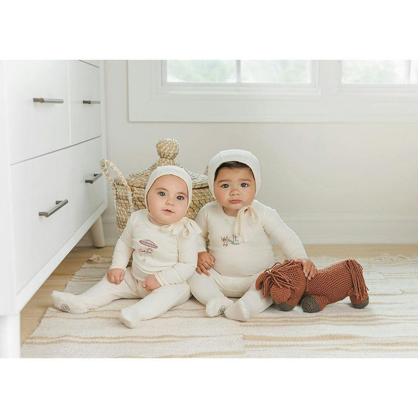 Flying High Footie & Hat Set Ivory
