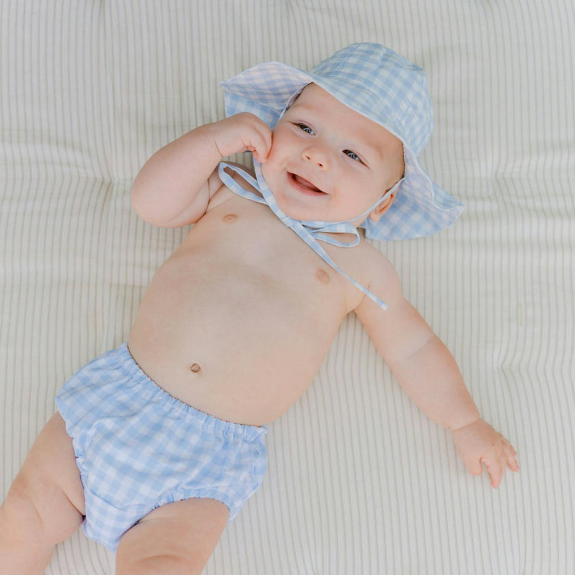 Oasis Blue Gingham Diaper Bloomer Cover