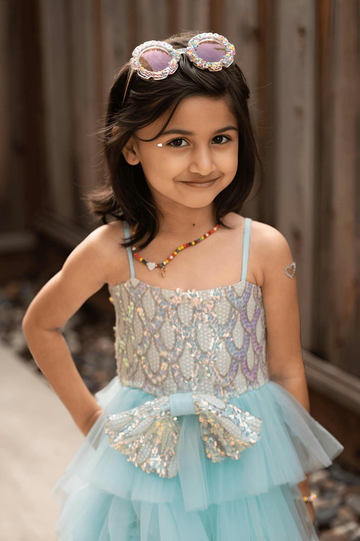 Sparkling Sea Fairy Mermaid Sequin Flower Girl Dress