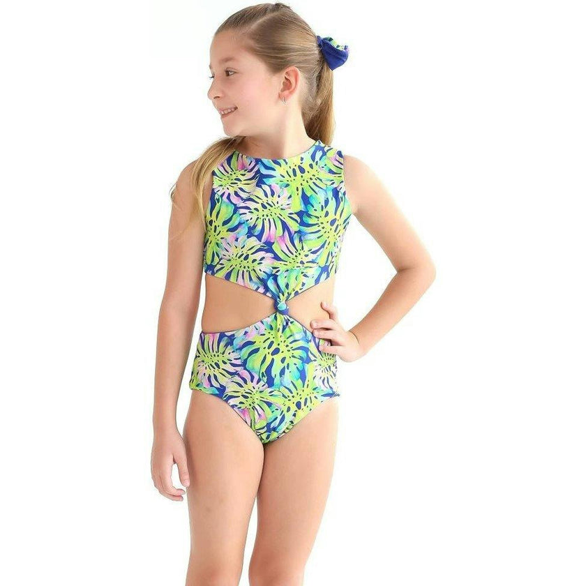 Girls' Cutout Swimsuit – Alexa – Montemar Print – UPF 50+