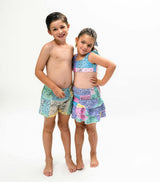 boy swim shorts bandana pastel