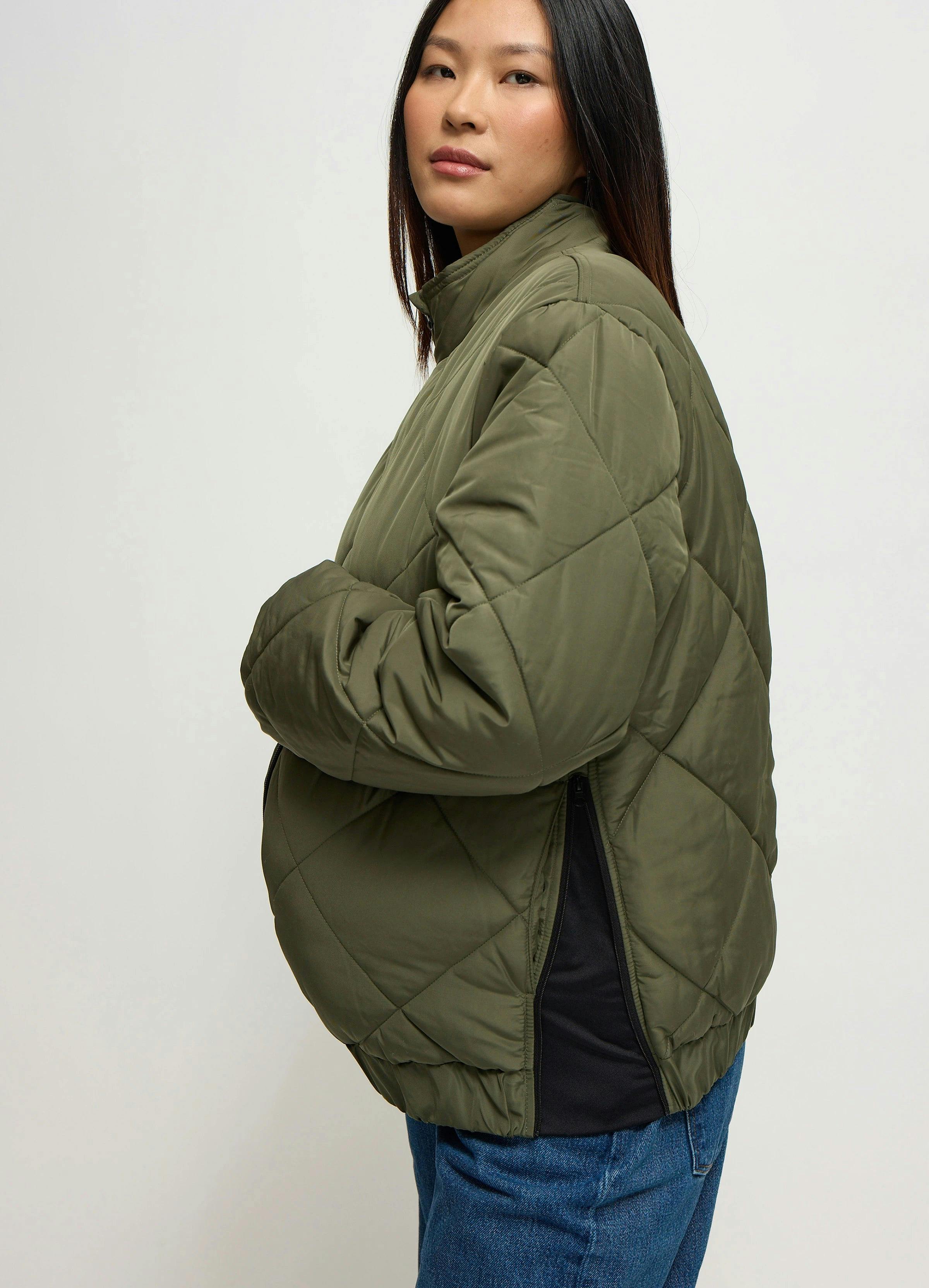Expandable Side Zipper Maternity Puffer Jacket