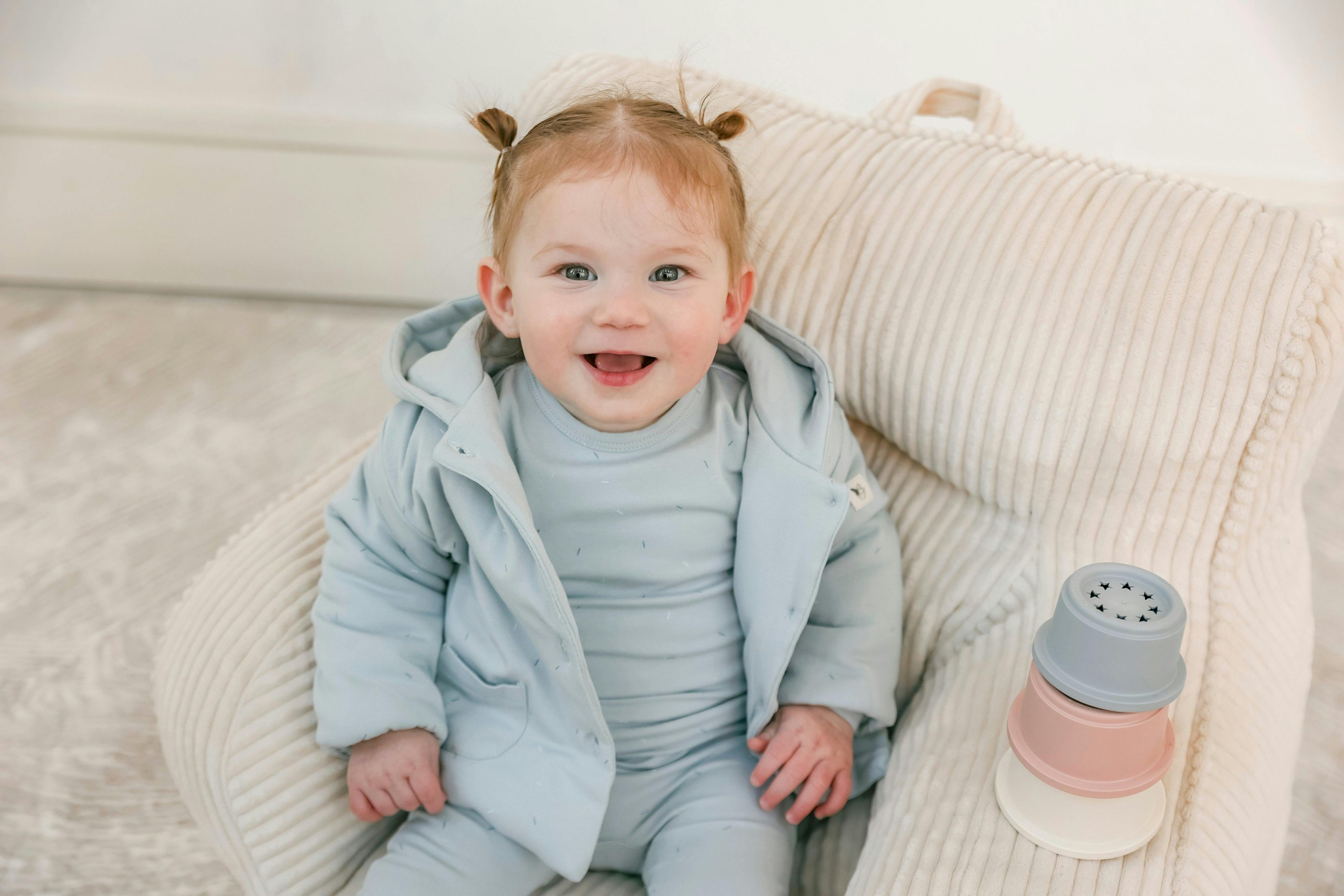 Sprinkle Print Puffy Jacket Blue Mist