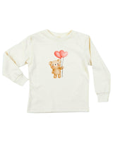 Heart Balloon Bear Organic Kids T-Shirt Long Sleeve