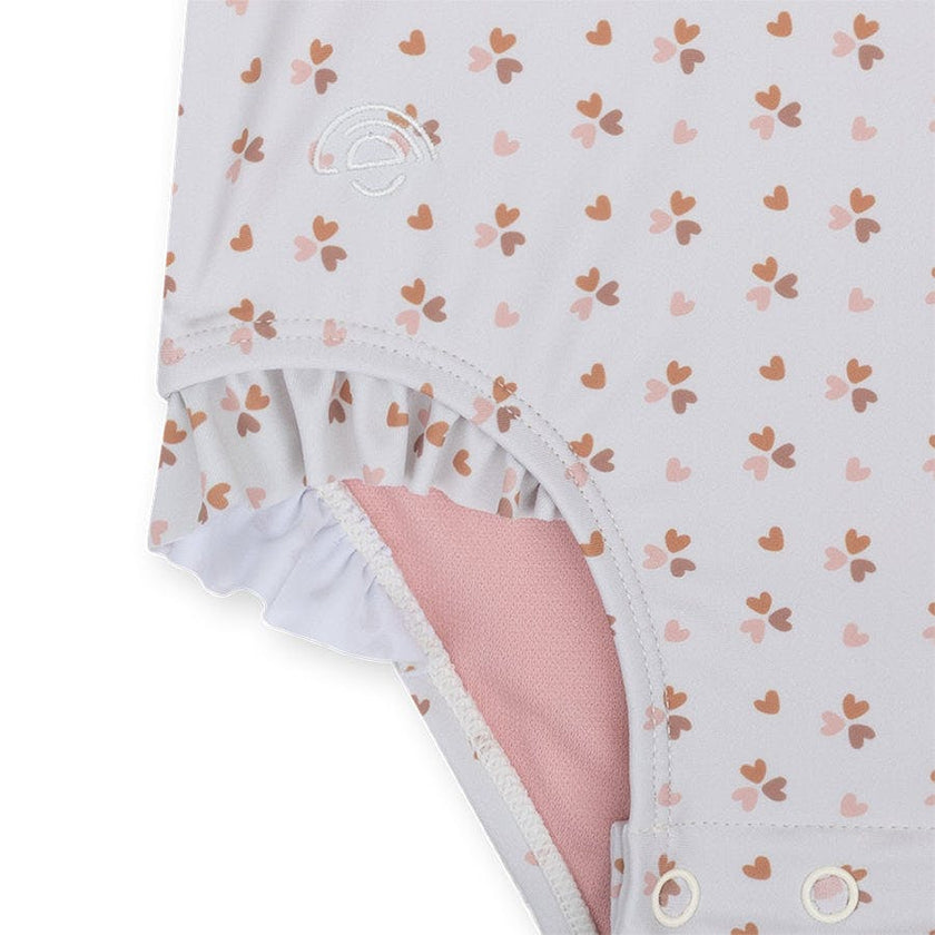 UV Swimsuit Girls With Long Sleeves - Old Pink - Cozy Hearts