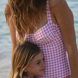 women's blush gingham one piece