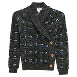 Textured Cable Knit Cardigan Black Mix