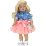 Sophia's Sequin Canvas Sneakers with Laces for 18" Dolls, Silver