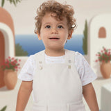 Benjamin Baby Dungaree, Beige Stripe