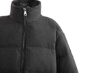 Black Puffer Jacket with High Collar